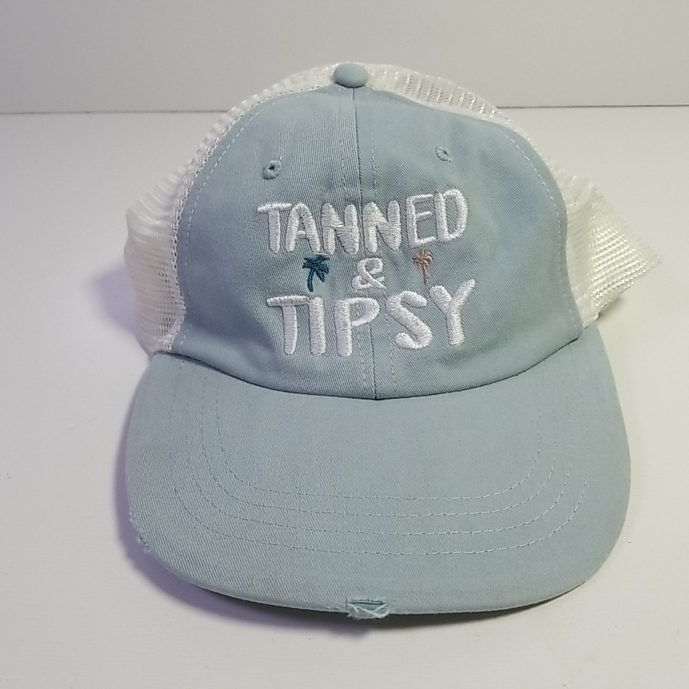 Tanned and Tipsy Embroidered Baseball Cap Hat